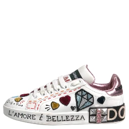 White Sequined Crystal Low Top Sneakers Shoes