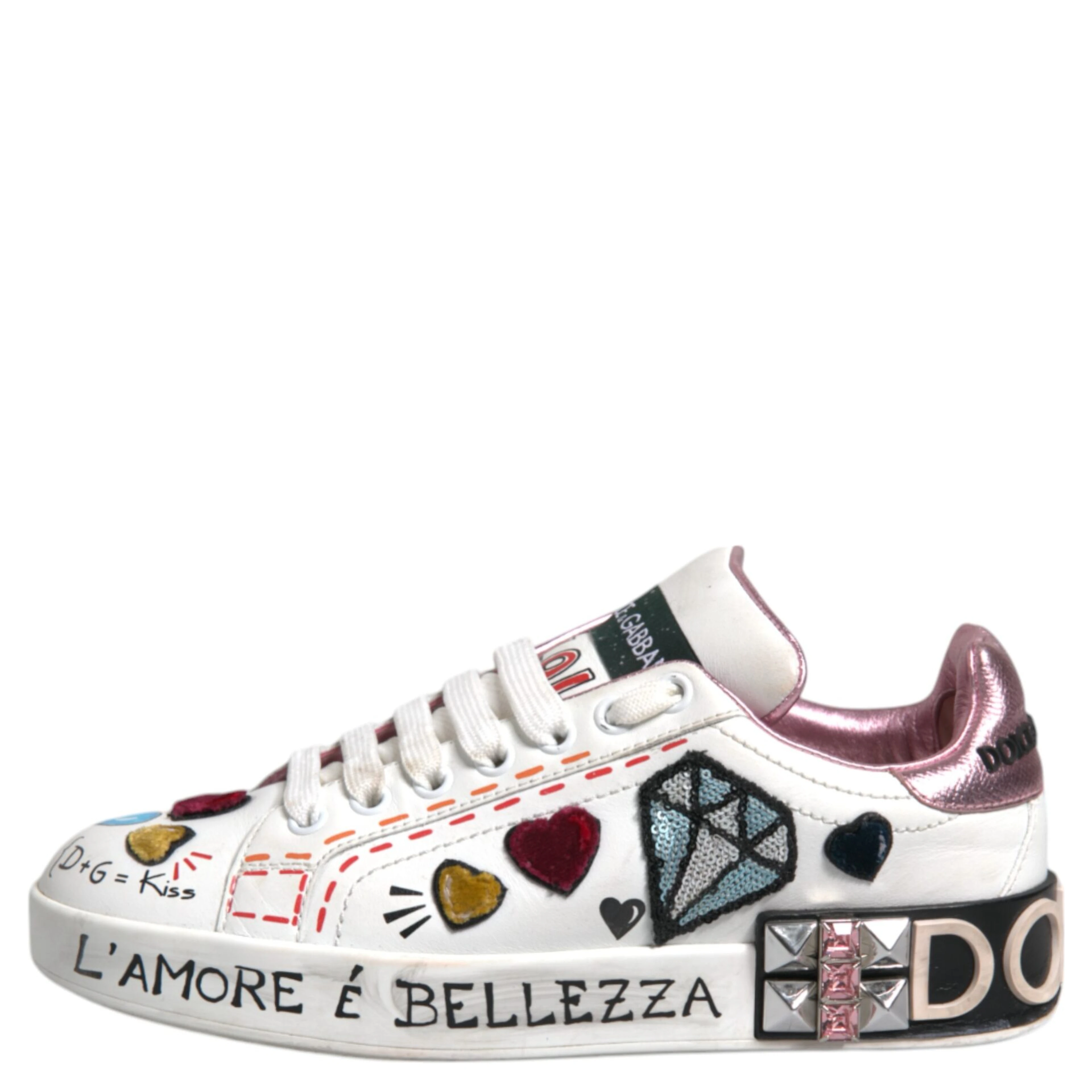 White Sequined Crystal Low Top Sneakers Shoes