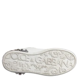 White Sequined Crystal Low Top Sneakers Shoes