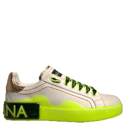 White Yellow Portofino Leather Sneakers Shoes