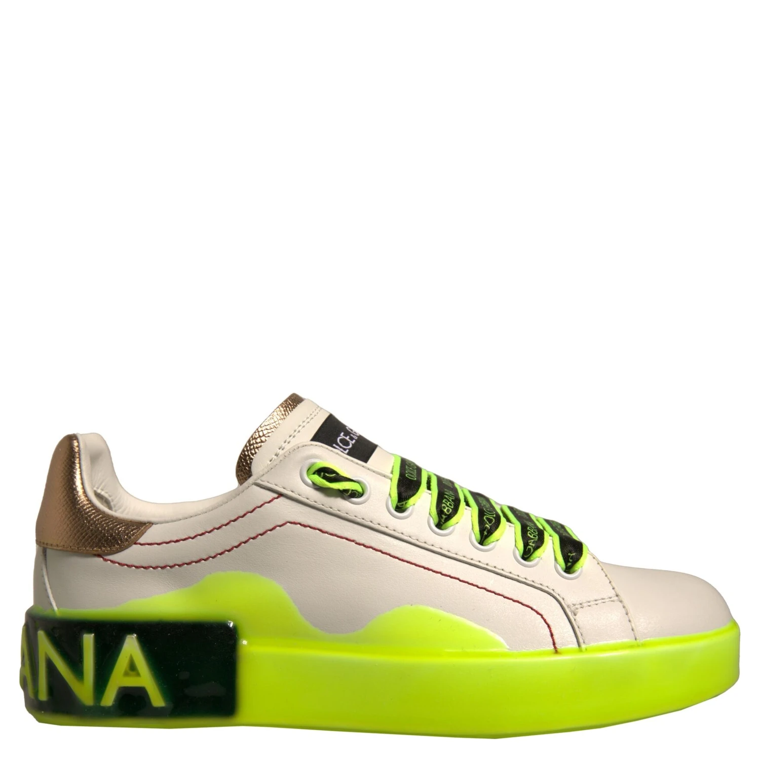 White Yellow Portofino Leather Sneakers Shoes
