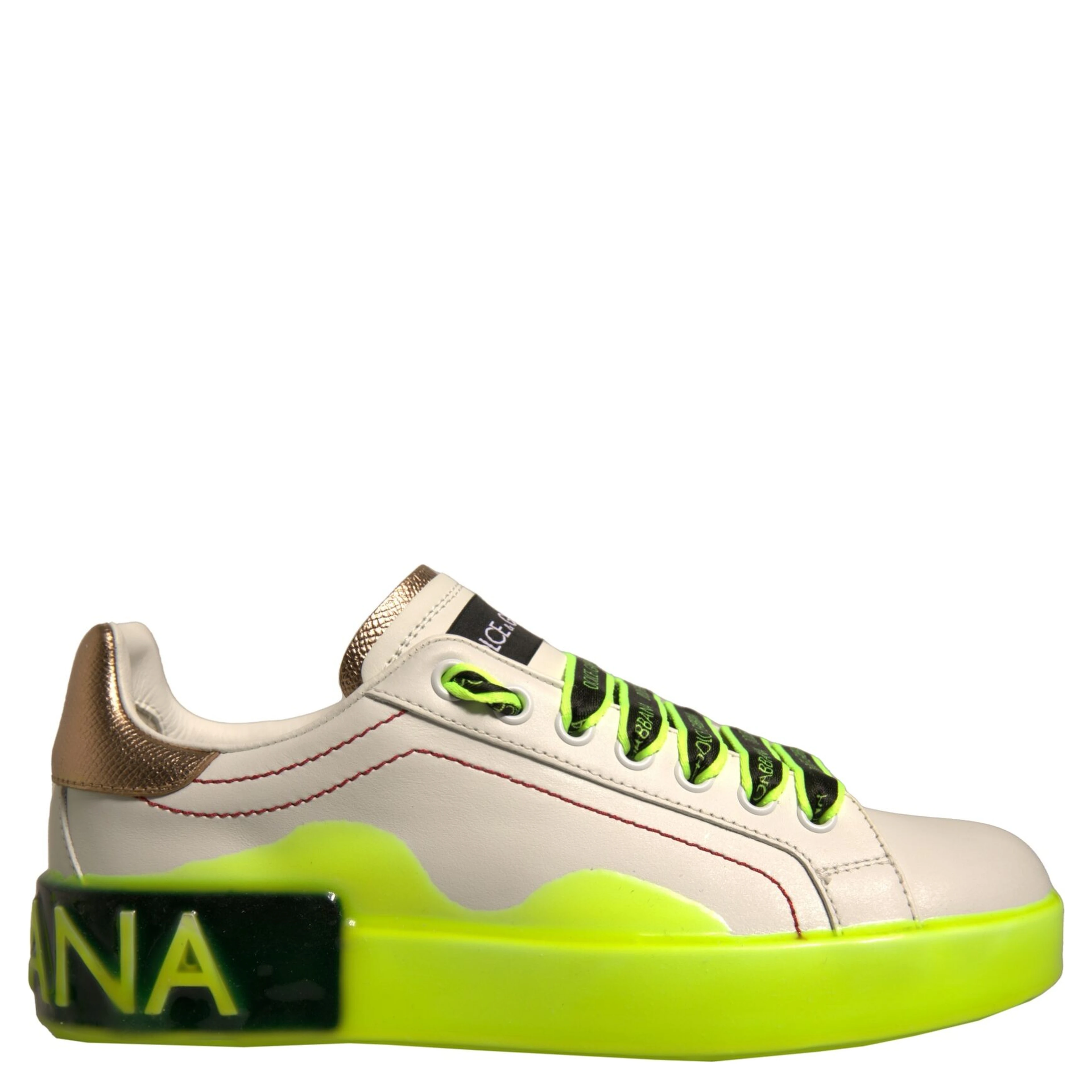 White Yellow Portofino Leather Sneakers Shoes