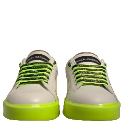 White Yellow Portofino Leather Sneakers Shoes