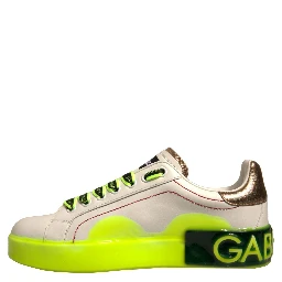 White Yellow Portofino Leather Sneakers Shoes