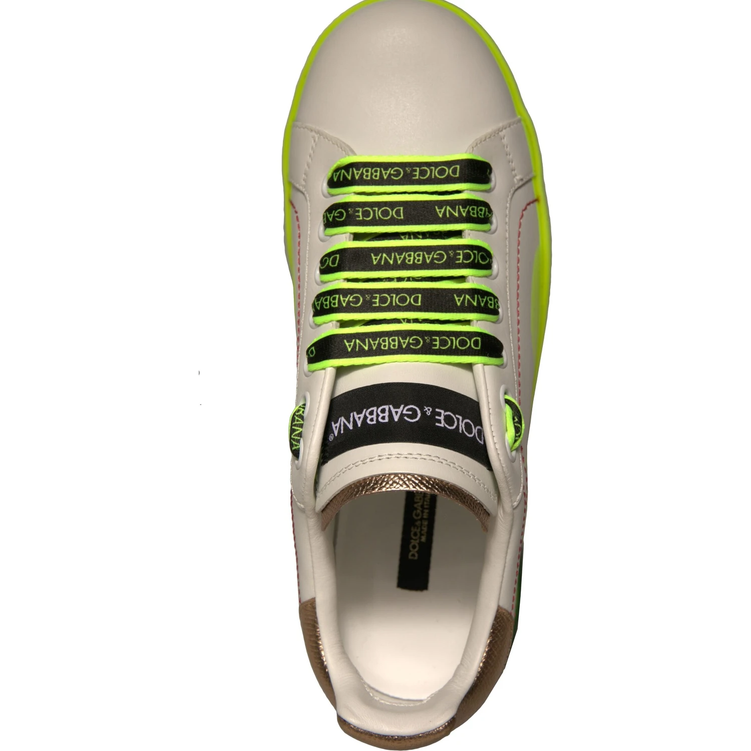 White Yellow Portofino Leather Sneakers Shoes