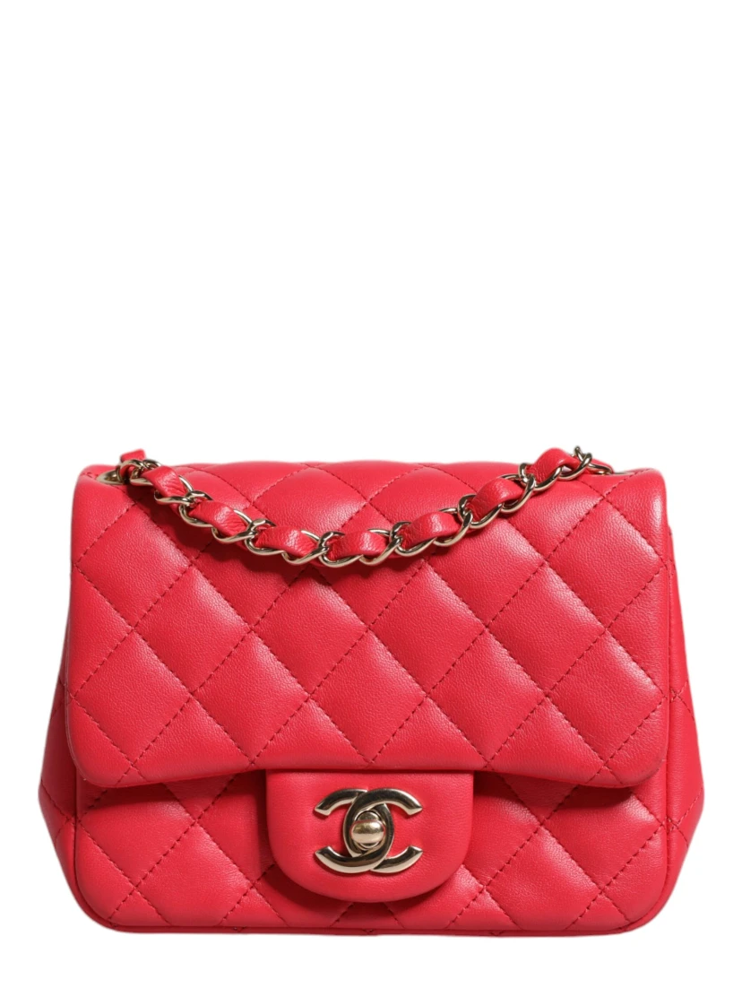 Pink Matelasse Chain Shoulder Lambskin Purse Mini