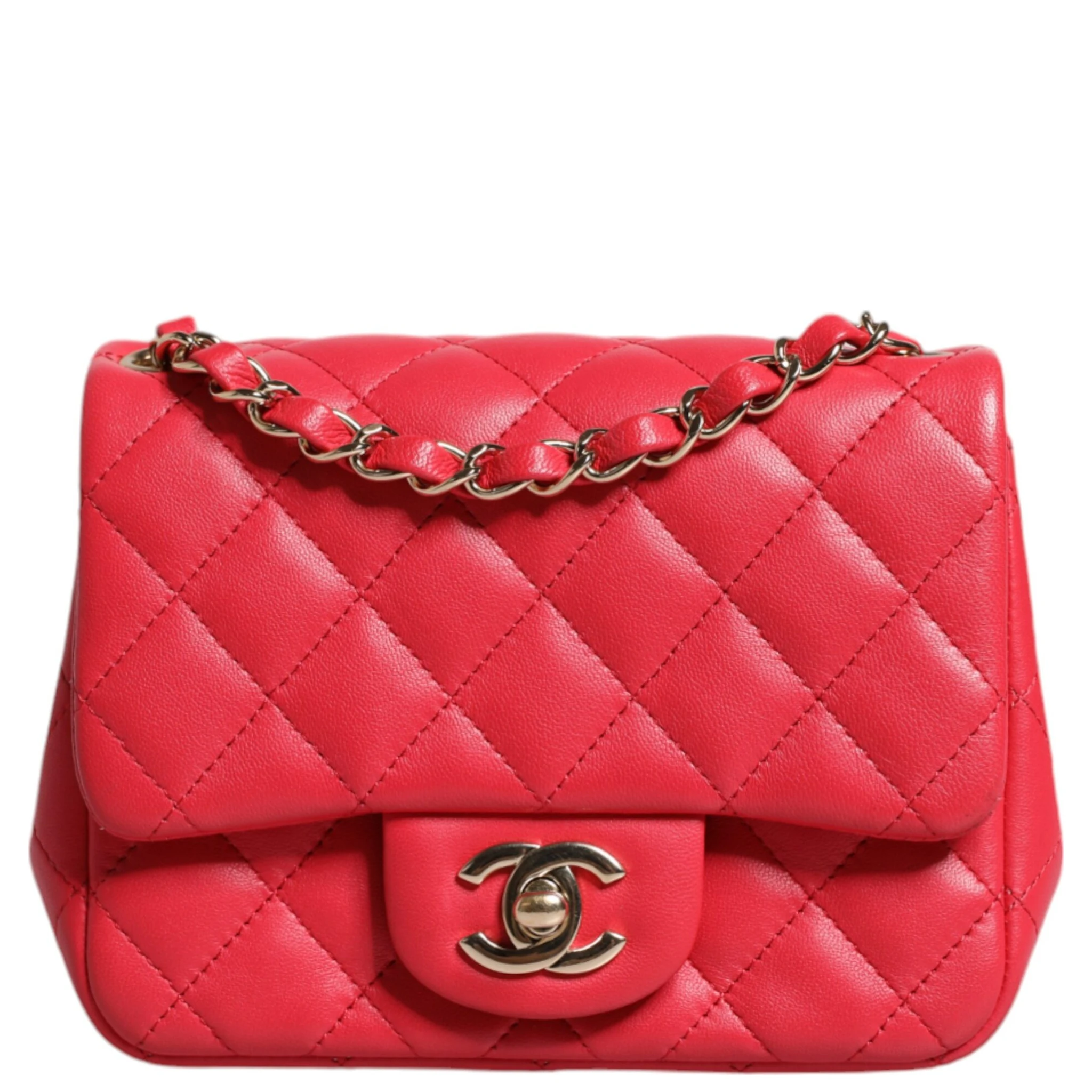 Pink Matelasse Chain Shoulder Lambskin Purse Mini