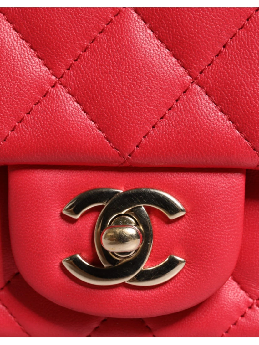 Pink Matelasse Chain Shoulder Lambskin Purse Mini