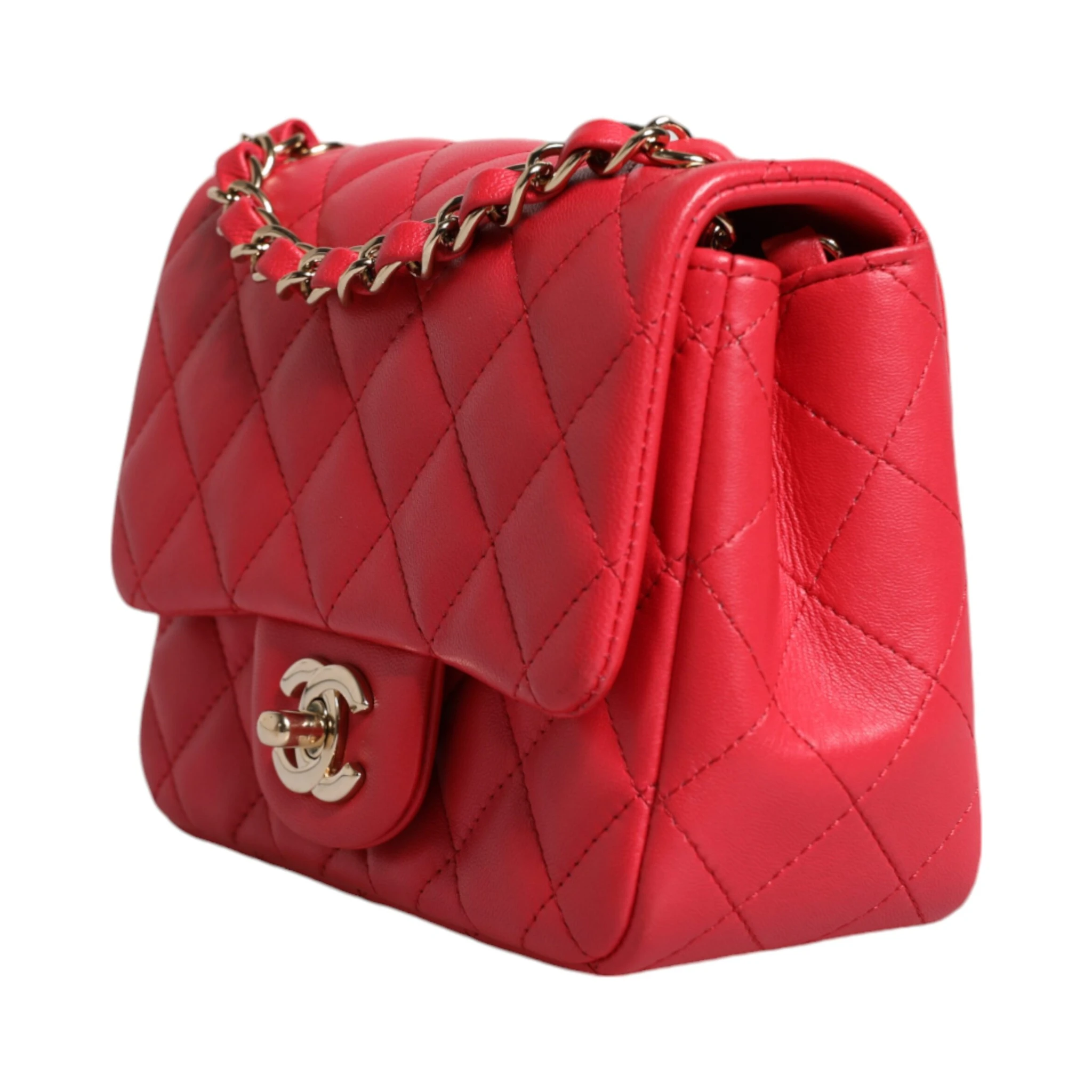 Pink Matelasse Chain Shoulder Lambskin Purse Mini