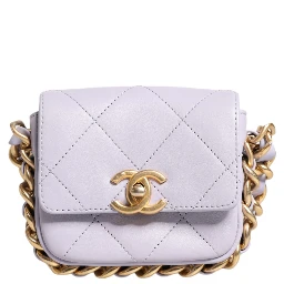 Blue Quilted Calfskin Framing Chain Flap Mini crossbody Bag