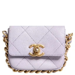 Blue Quilted Calfskin Framing Chain Flap Mini crossbody Bag