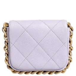 Blue Quilted Calfskin Framing Chain Flap Mini crossbody Bag