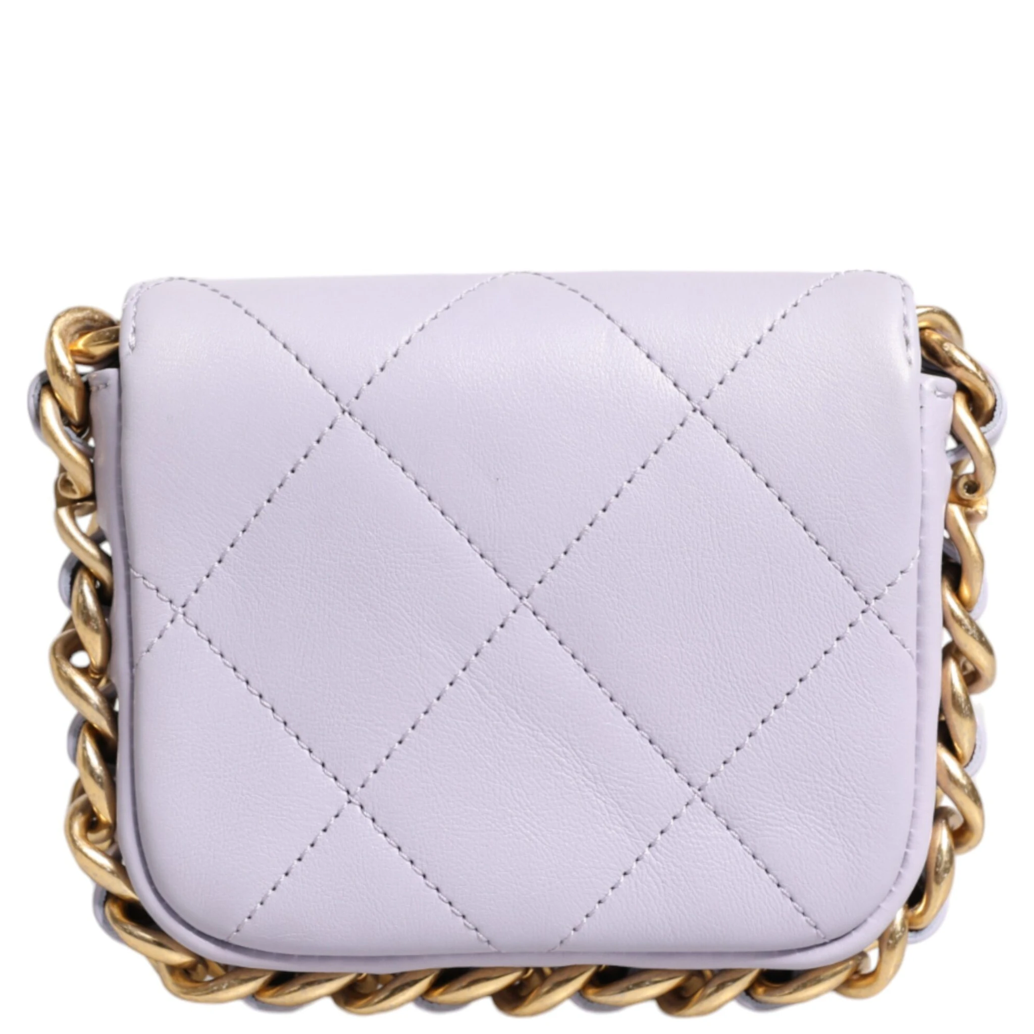 Blue Quilted Calfskin Framing Chain Flap Mini crossbody Bag