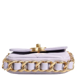 Blue Quilted Calfskin Framing Chain Flap Mini crossbody Bag