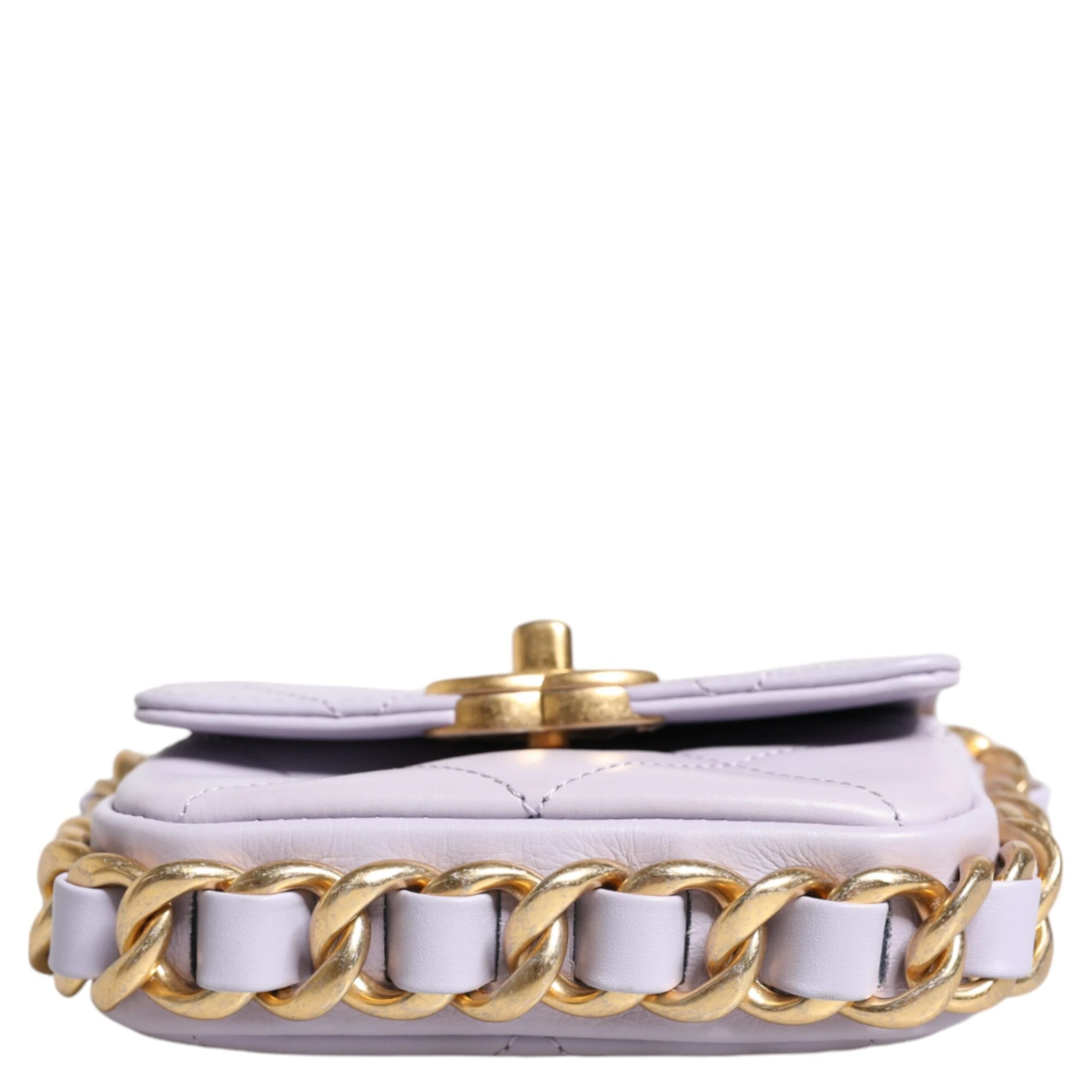 Blue Quilted Calfskin Framing Chain Flap Mini crossbody Bag