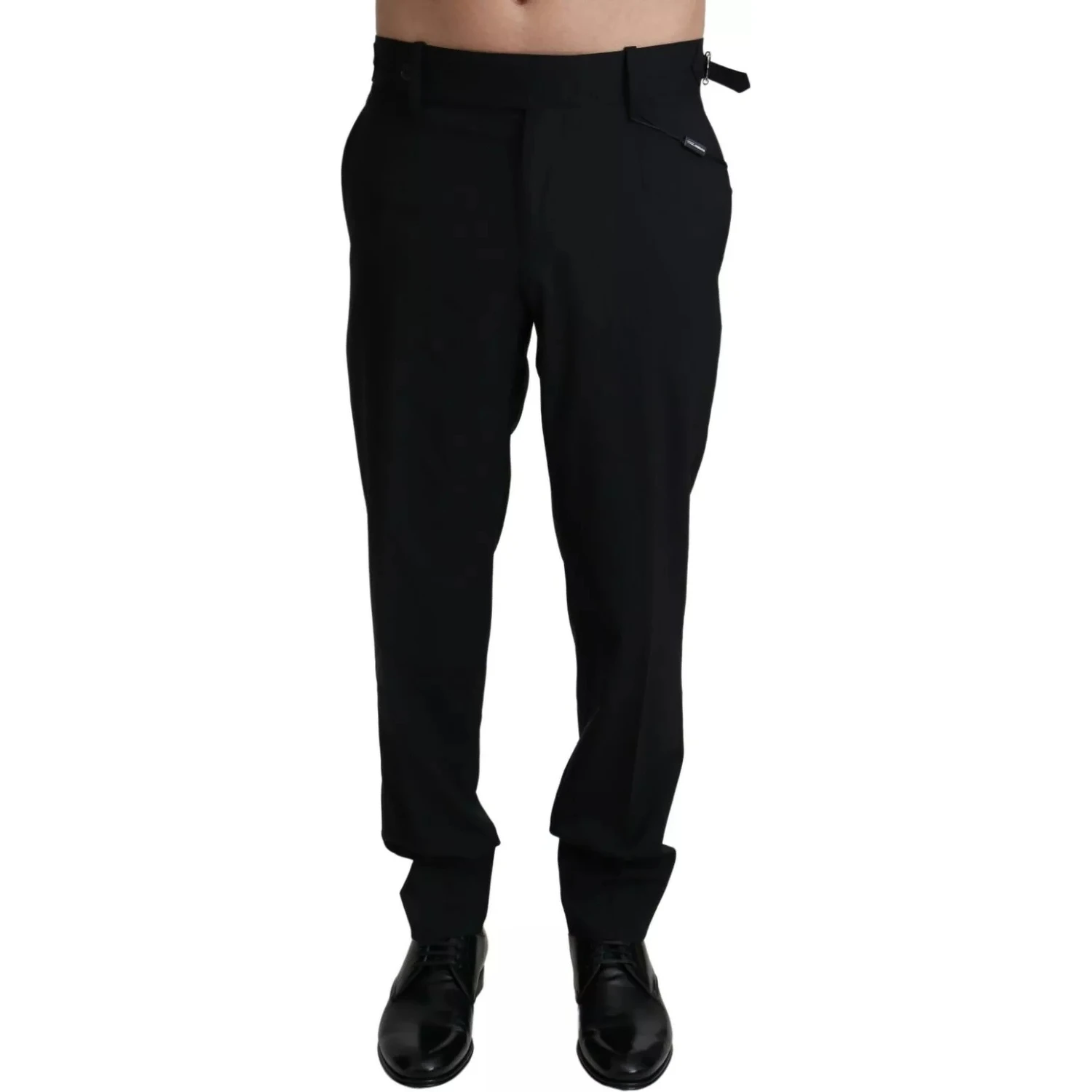 Black Wool Stretch Dress Trouser Pants
