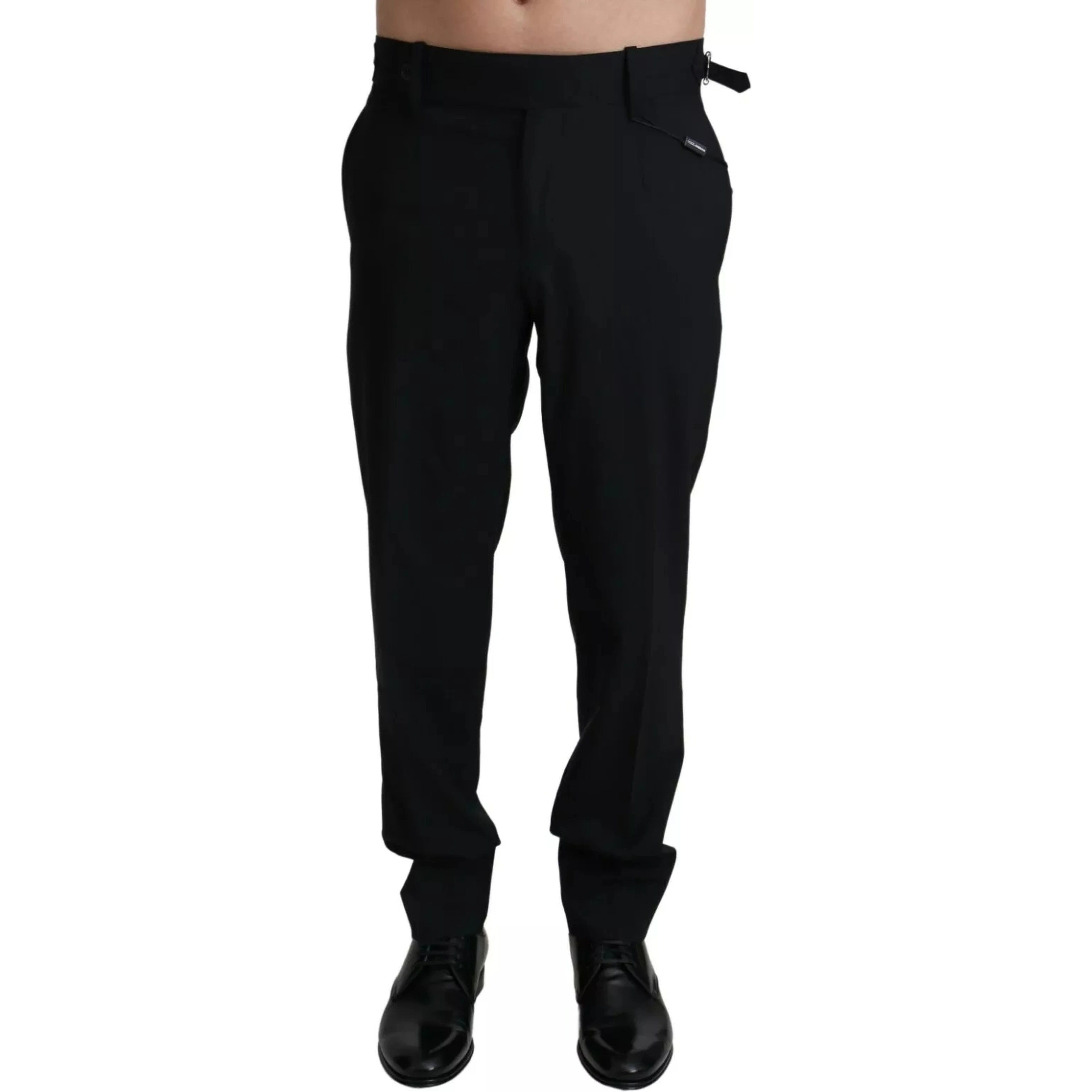 Black Wool Stretch Dress Trouser Pants