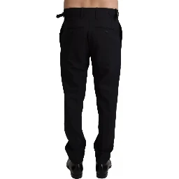 Black Wool Stretch Dress Trouser Pants