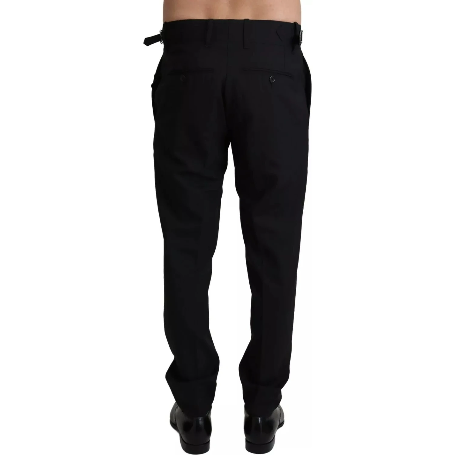 Black Wool Stretch Dress Trouser Pants