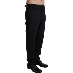 Black Wool Stretch Dress Trouser Pants