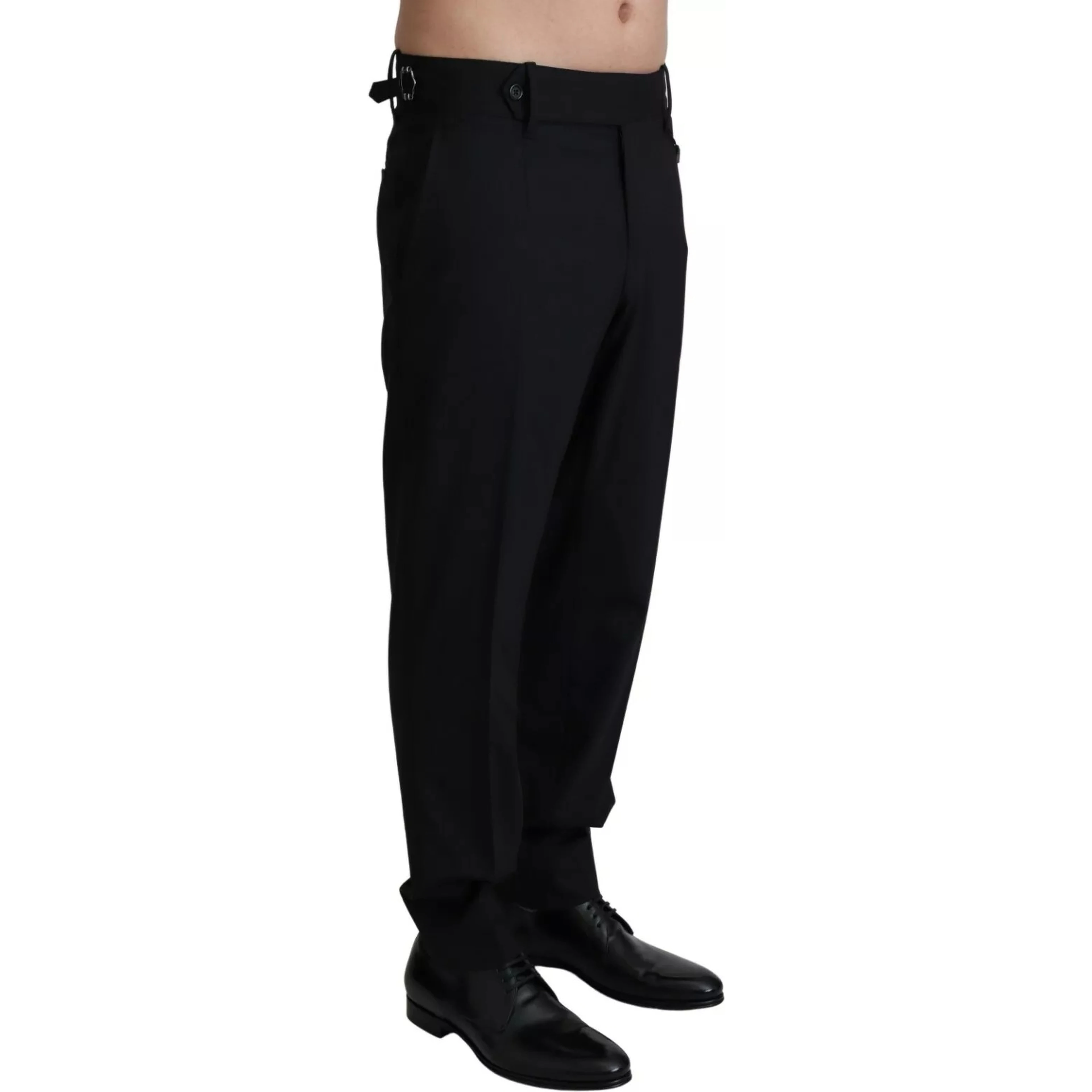 Black Wool Stretch Dress Trouser Pants