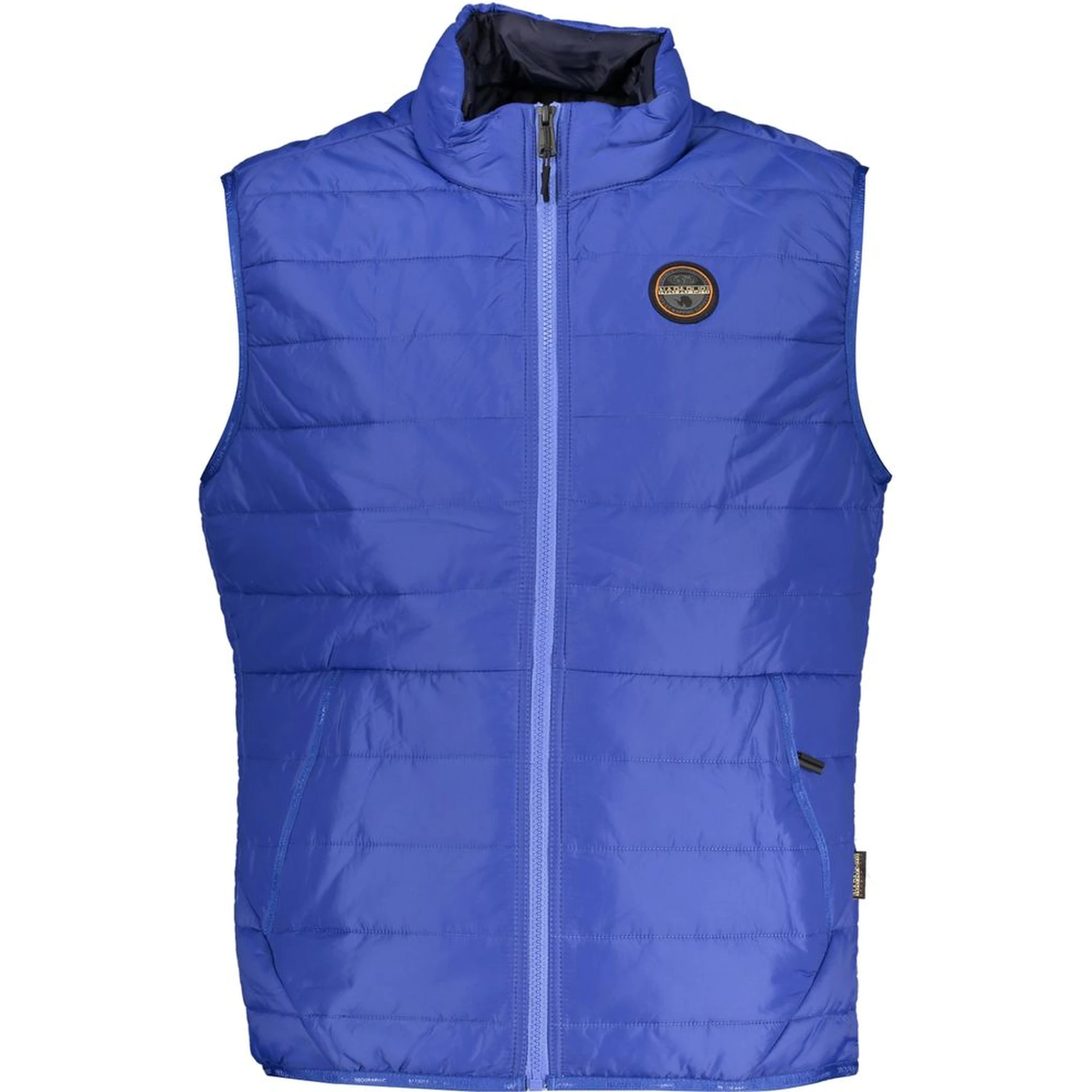 Blue Polyester Sleveless Jacket
