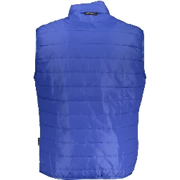 Blue Polyester Sleveless Jacket