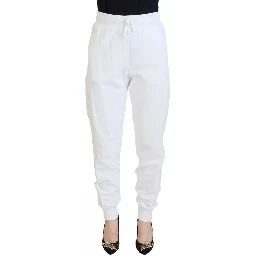 White Cotton Women Sweatpants Trouser Pants