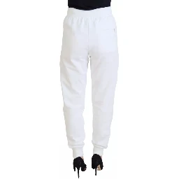 White Cotton Women Sweatpants Trouser Pants