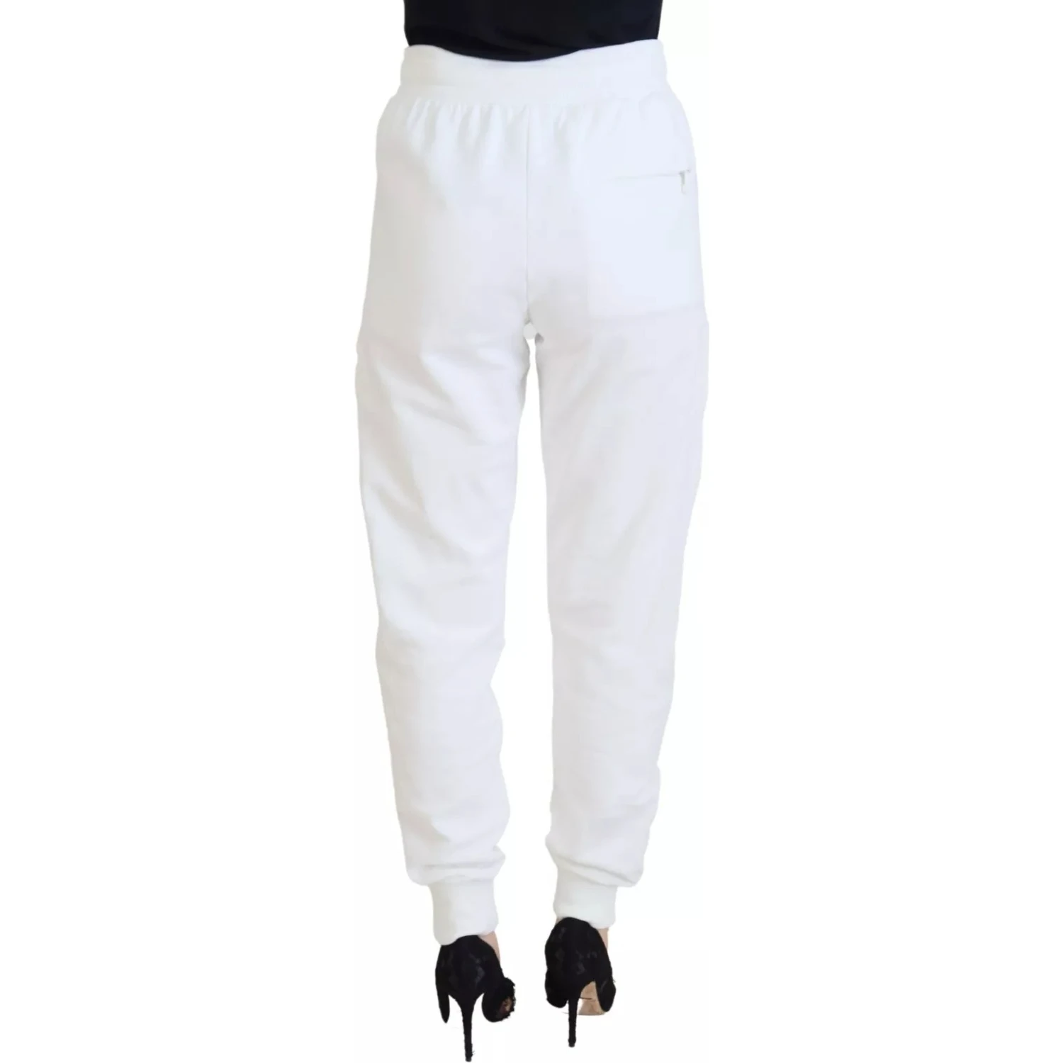 White Cotton Women Sweatpants Trouser Pants