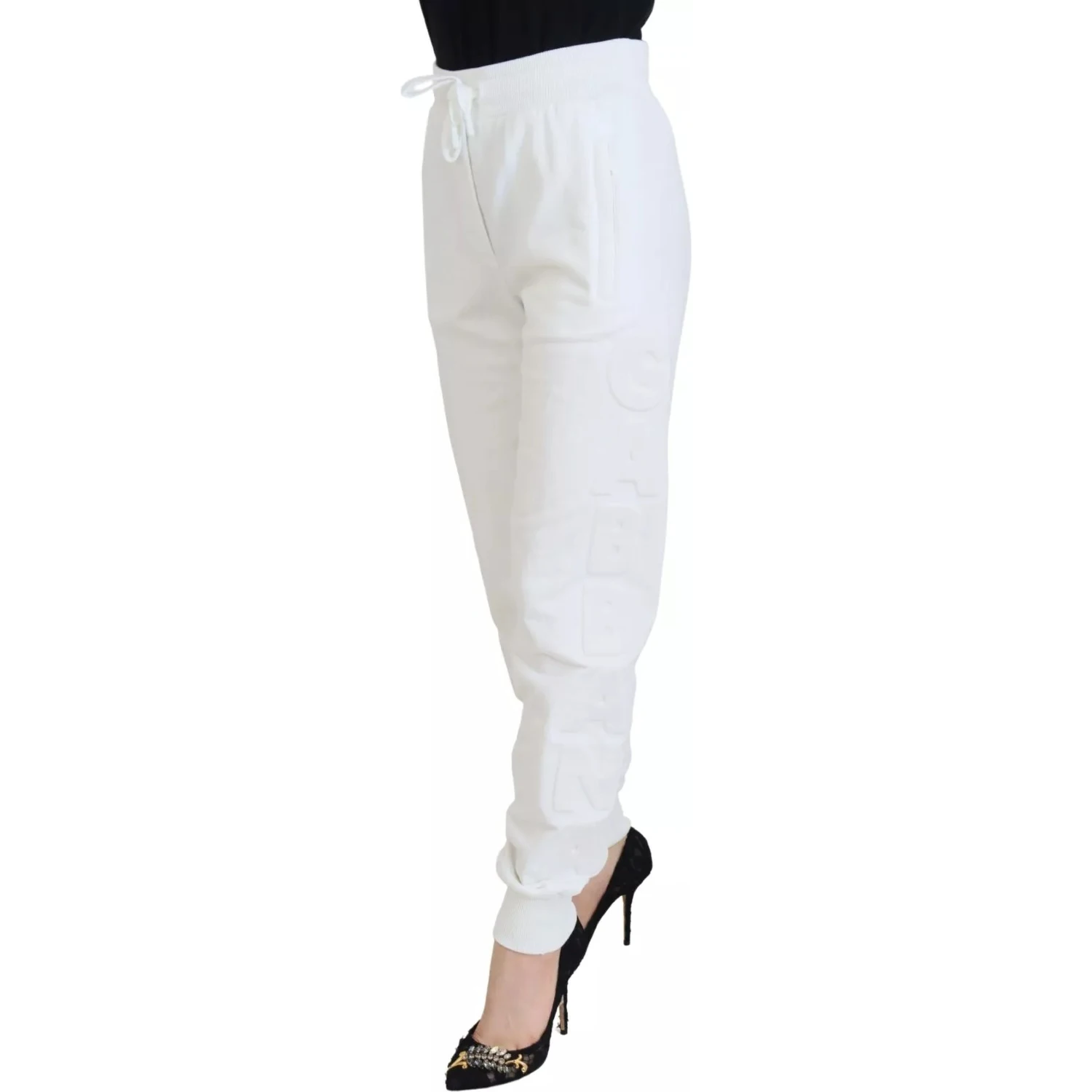White Cotton Women Sweatpants Trouser Pants