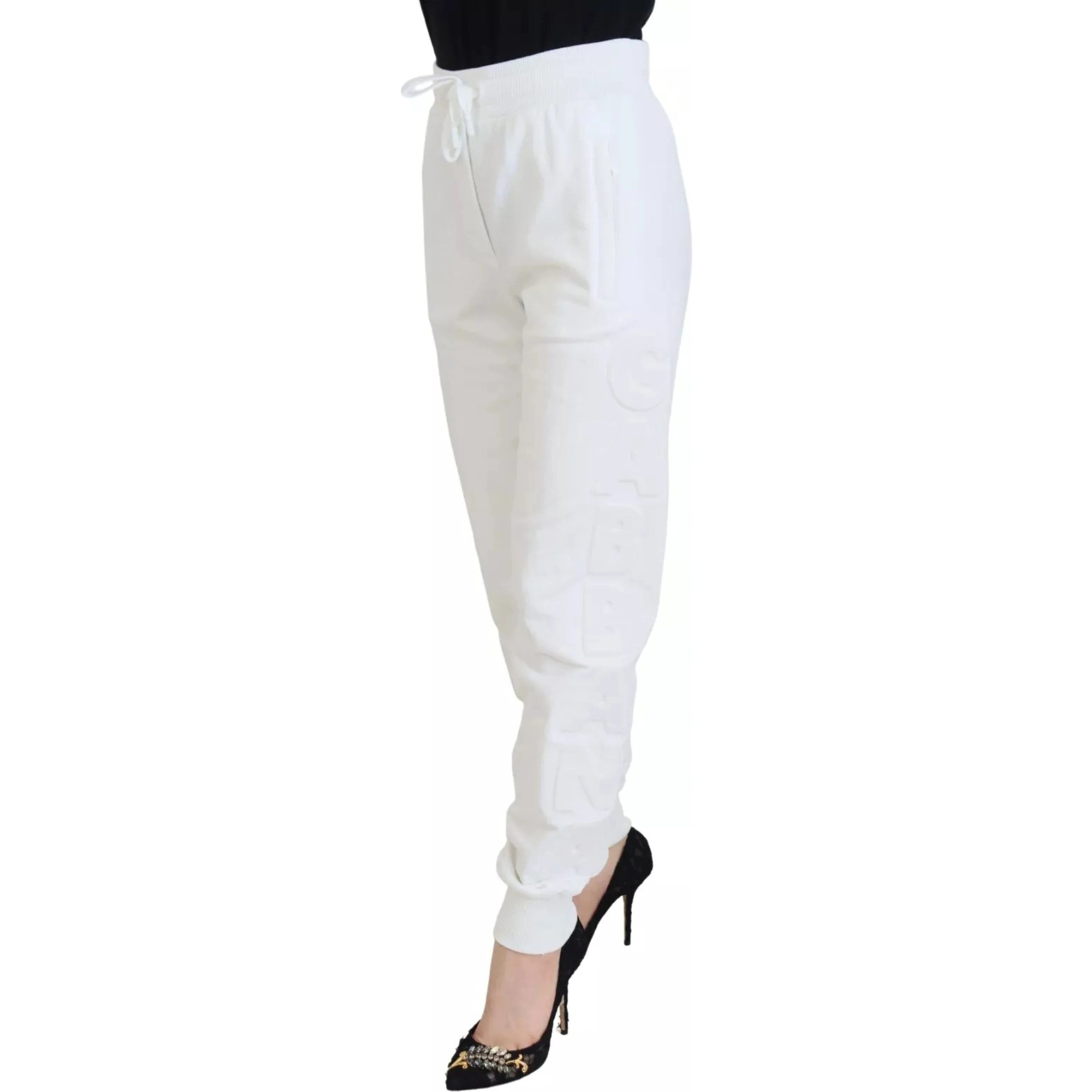 White Cotton Women Sweatpants Trouser Pants