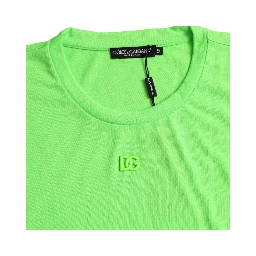 Green Embossed Logo Crew Neck Neon T-shirt