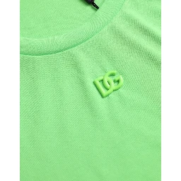 Green Embossed Logo Crew Neck Neon T-shirt