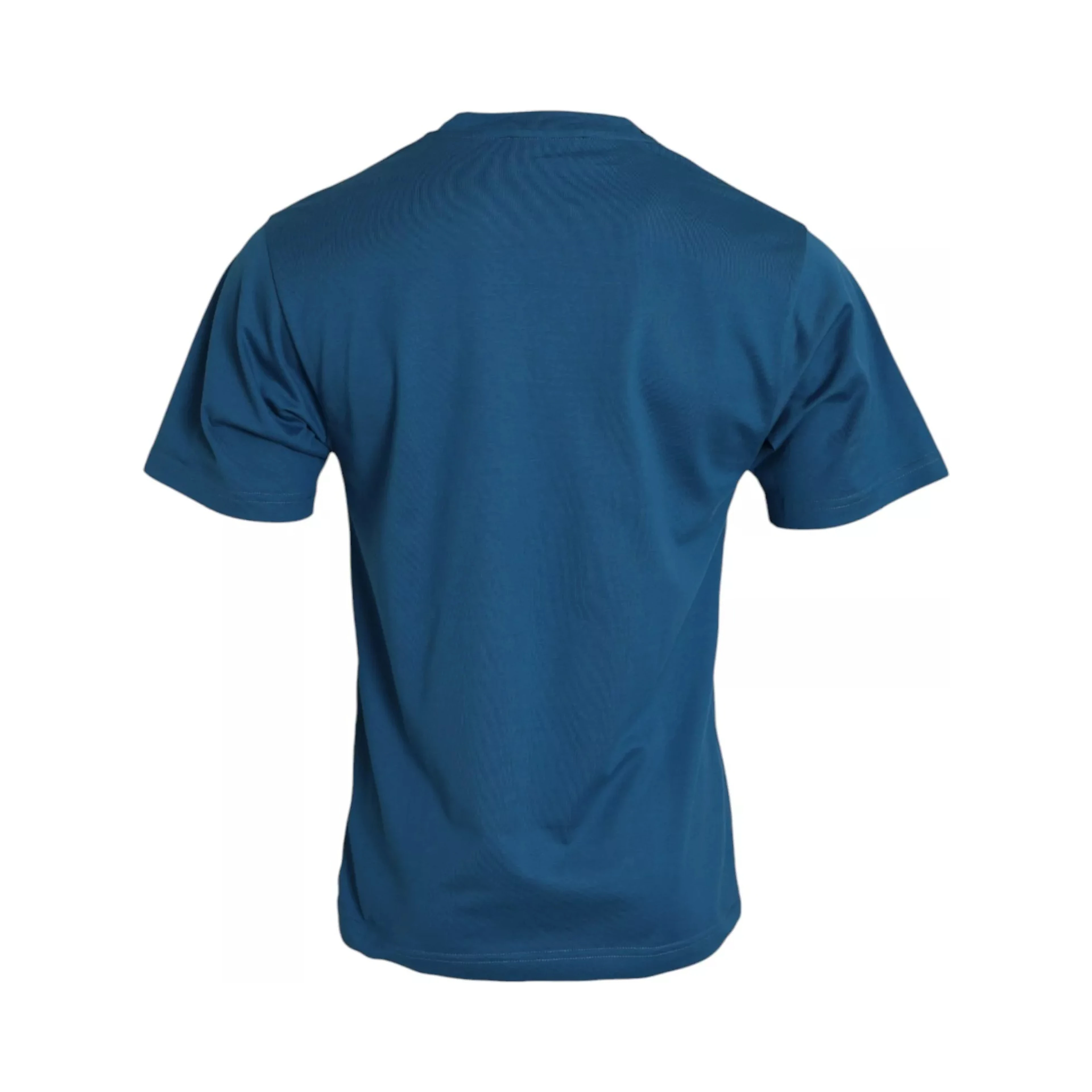 Blue Logo Cotton Round Neck Short Sleeves T-shirt