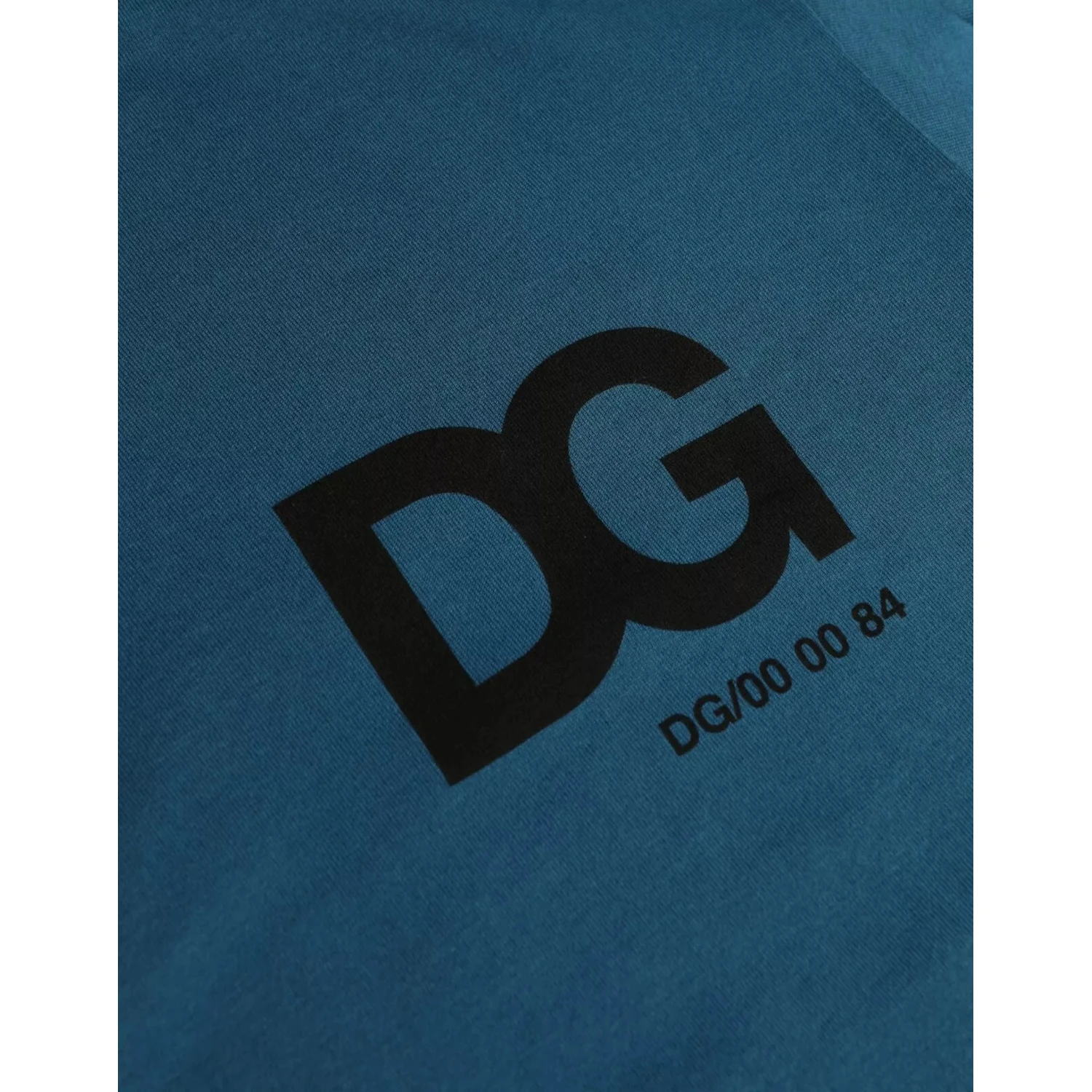Blue Logo Cotton Round Neck Short Sleeves T-shirt