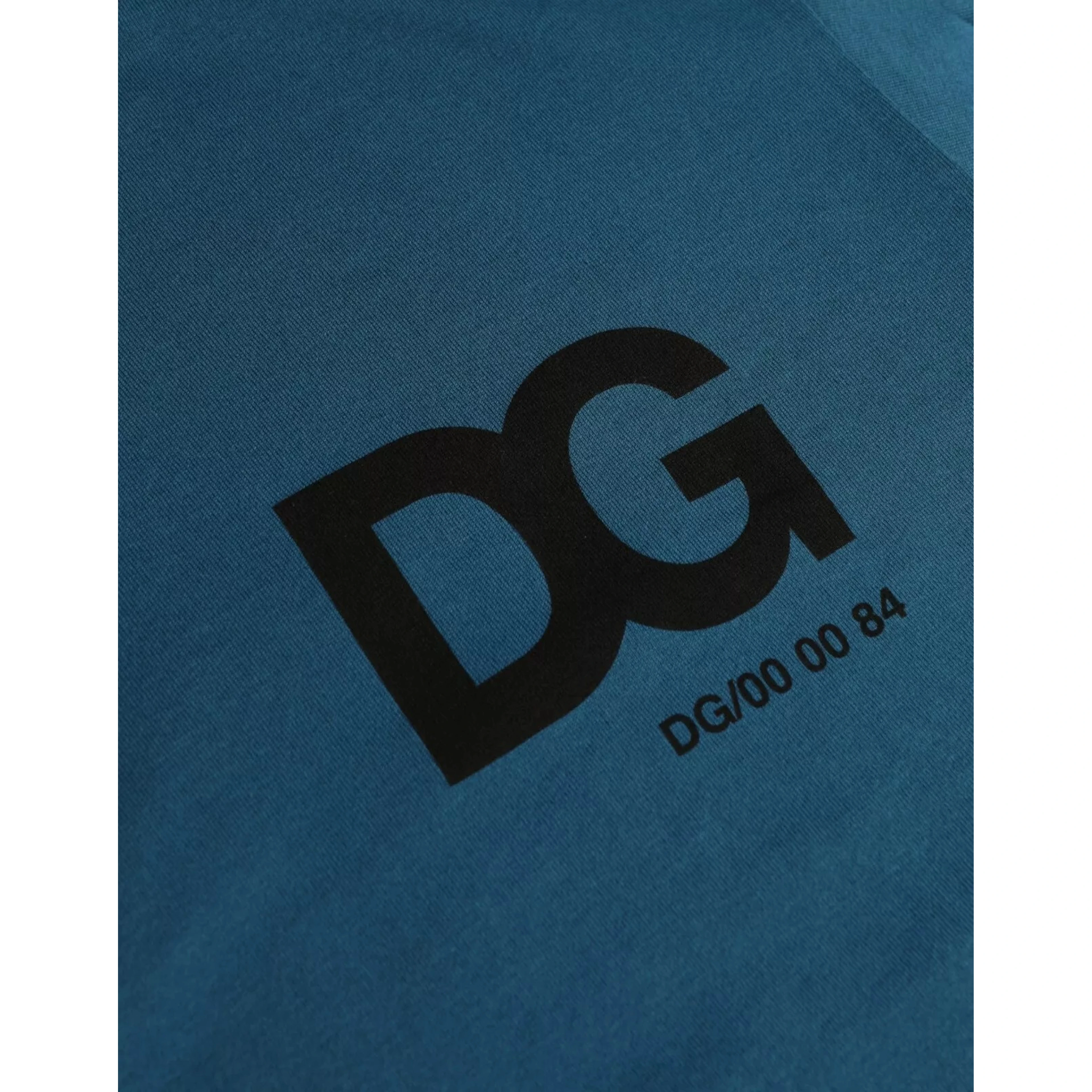 Blue Logo Cotton Round Neck Short Sleeves T-shirt