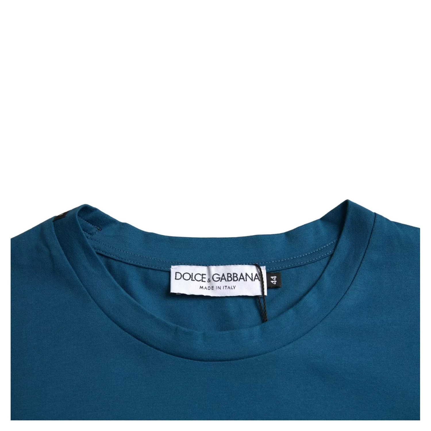 Blue Logo Cotton Round Neck Short Sleeves T-shirt
