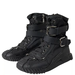 Black Nylon NS1 High Top Sneakers Shoes