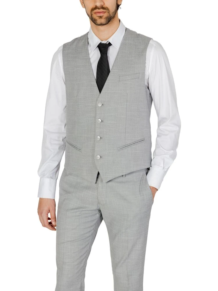 Gray Polyester Waistcoat