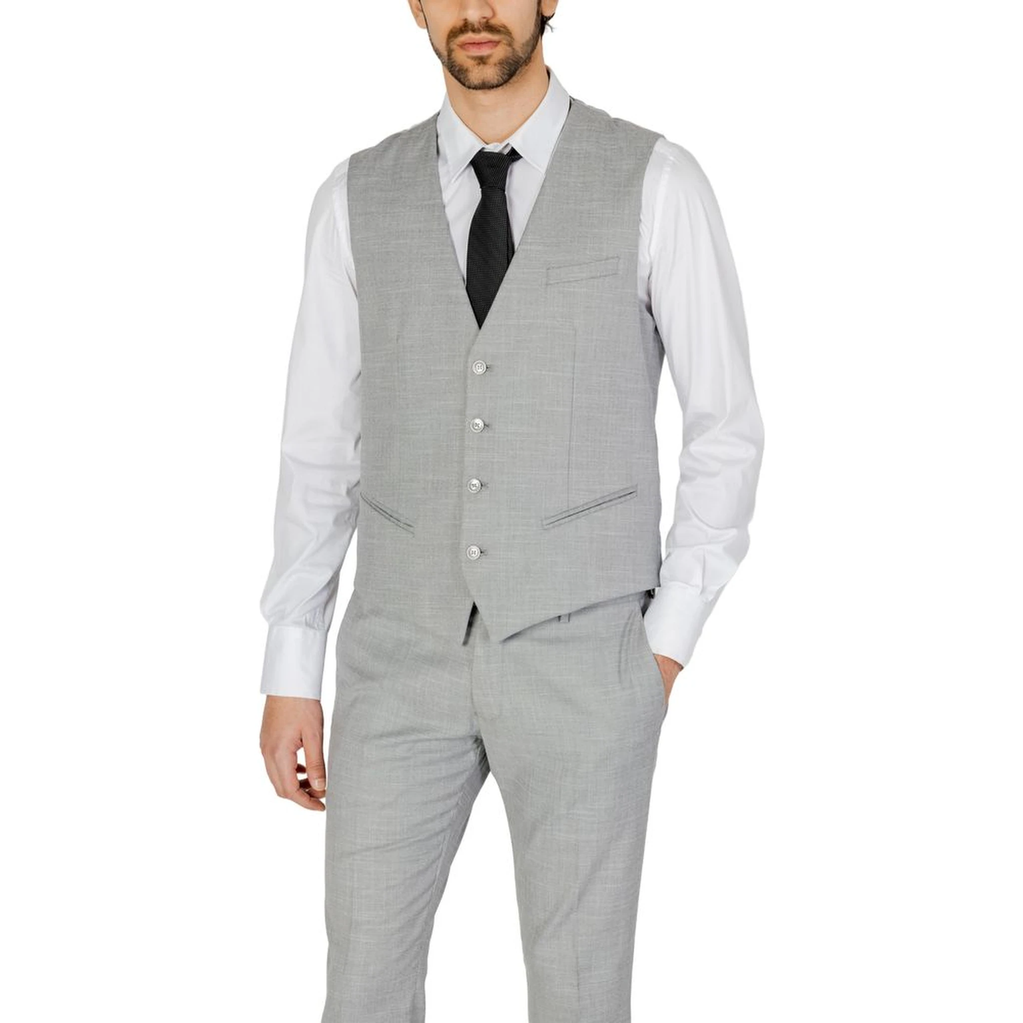 Gray Polyester Waistcoat