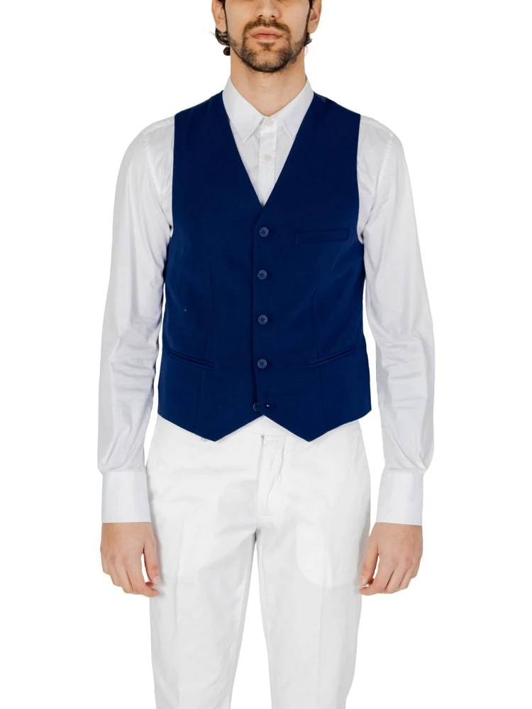 Blue Polyester Waistcoat