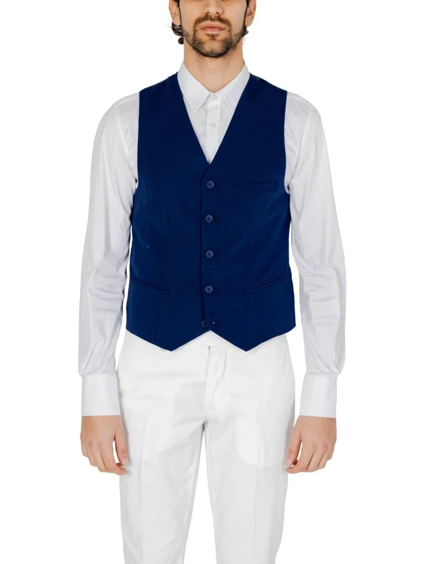Blue Polyester Waistcoat