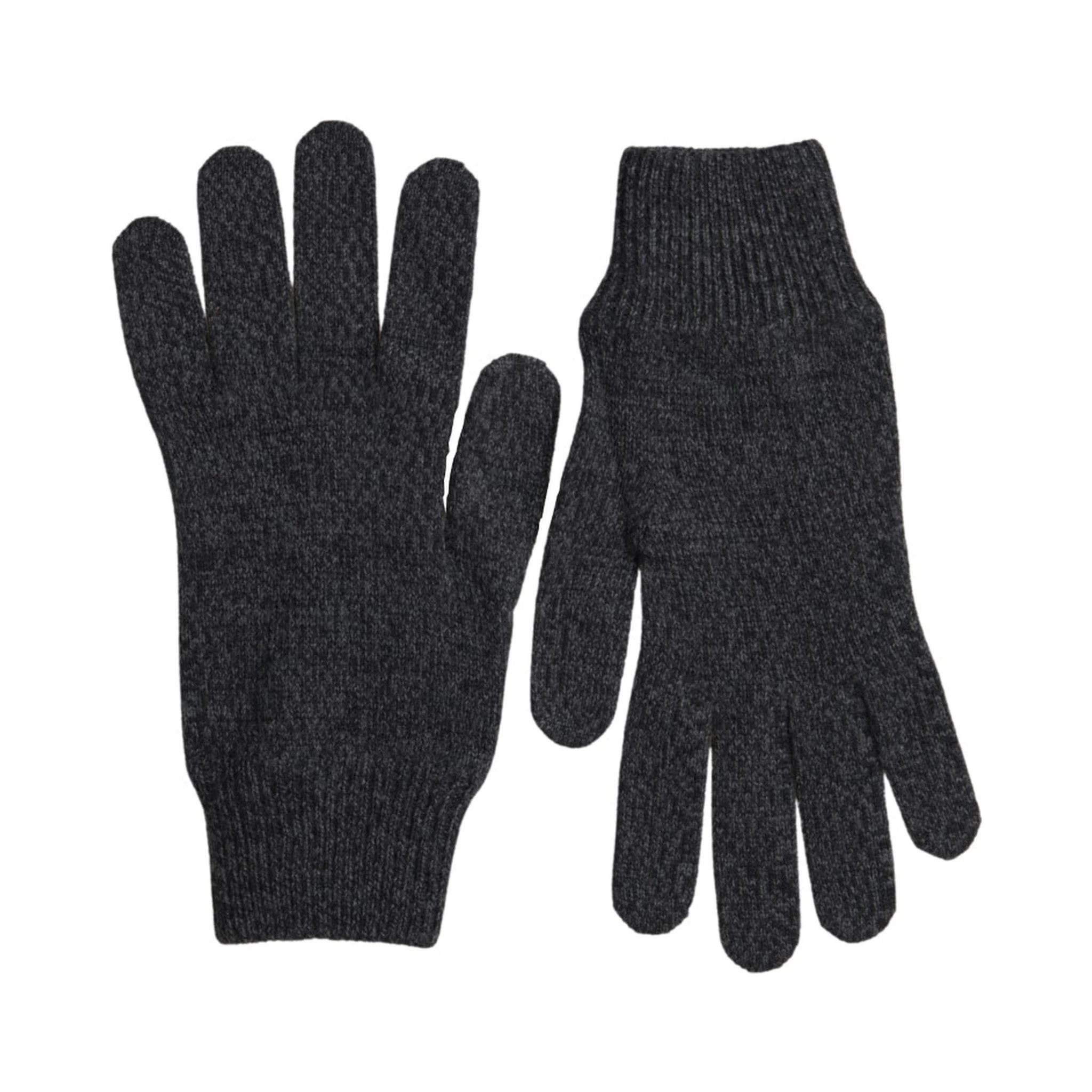 Gray Virgin Wool Knit Hands Mitten Men Gloves