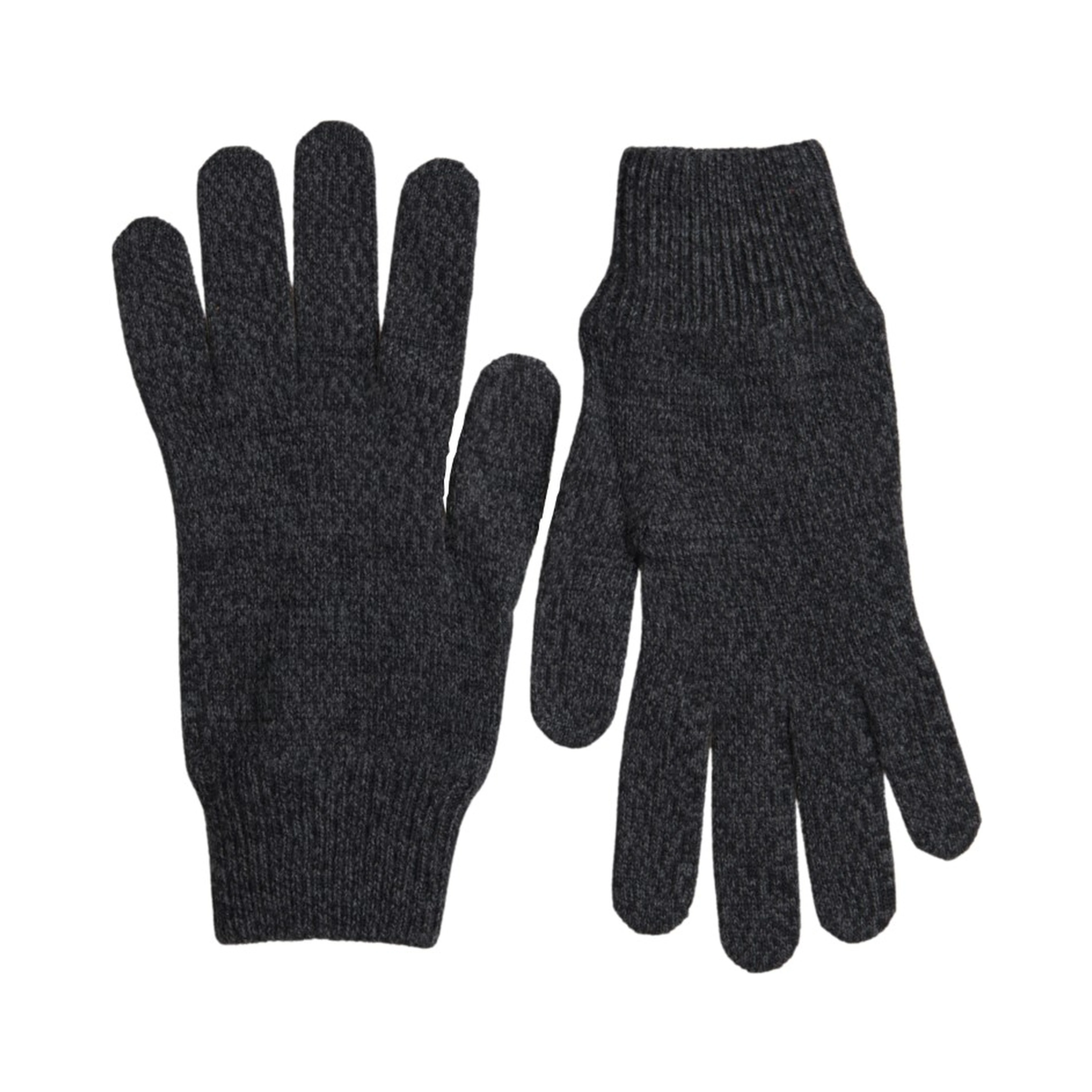 Gray Virgin Wool Knit Hands Mitten Men Gloves