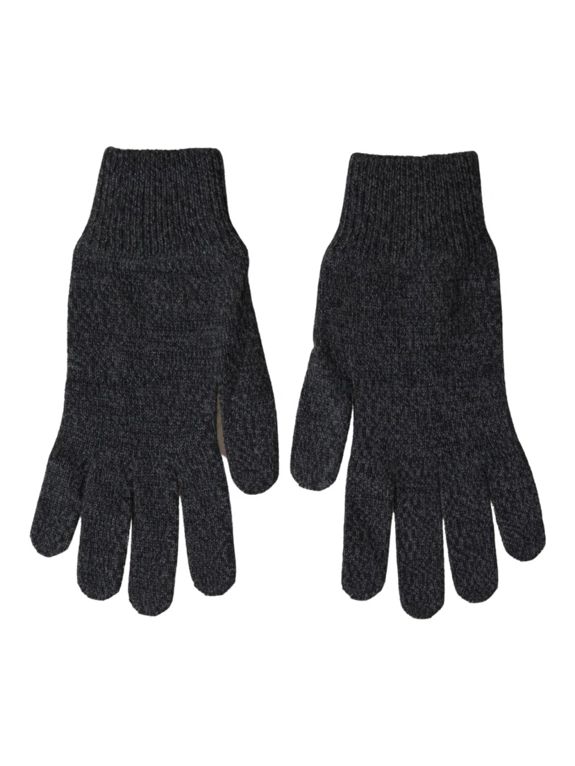 Gray Virgin Wool Knit Hands Mitten Men Gloves