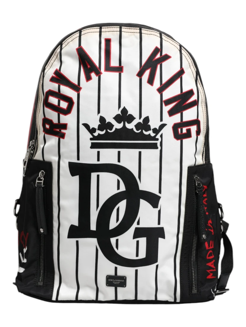 Black White Vulcano Royal King Print Men Backpack Bag