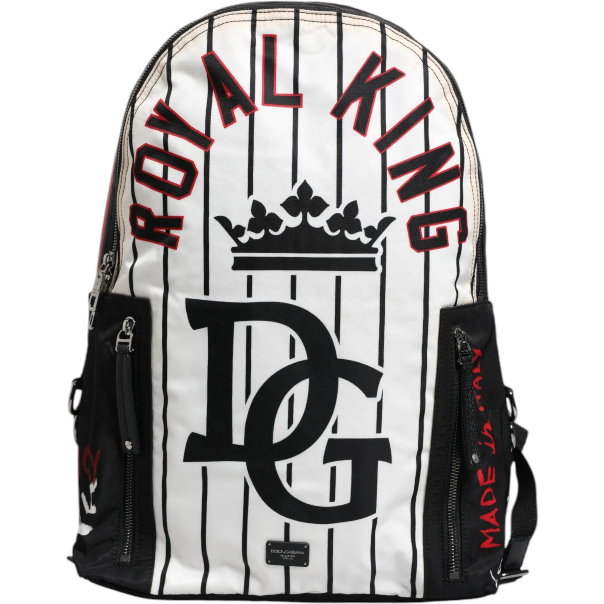 Black White Vulcano Royal King Print Men Backpack Bag