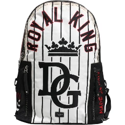 Black White Vulcano Royal King Print Men Backpack Bag
