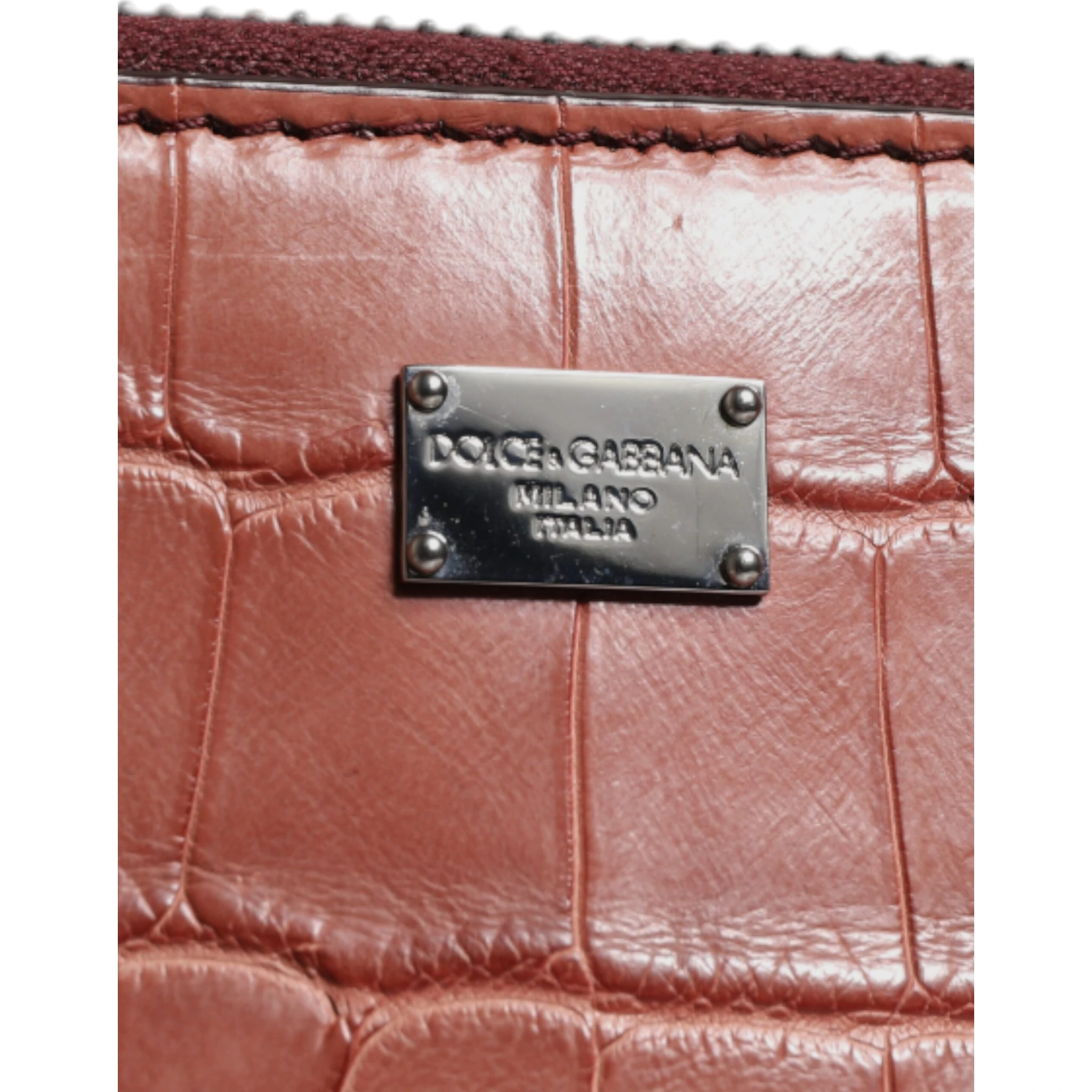 Bordeaux Croc Leather Logo Plaque Men Briefcase Bag